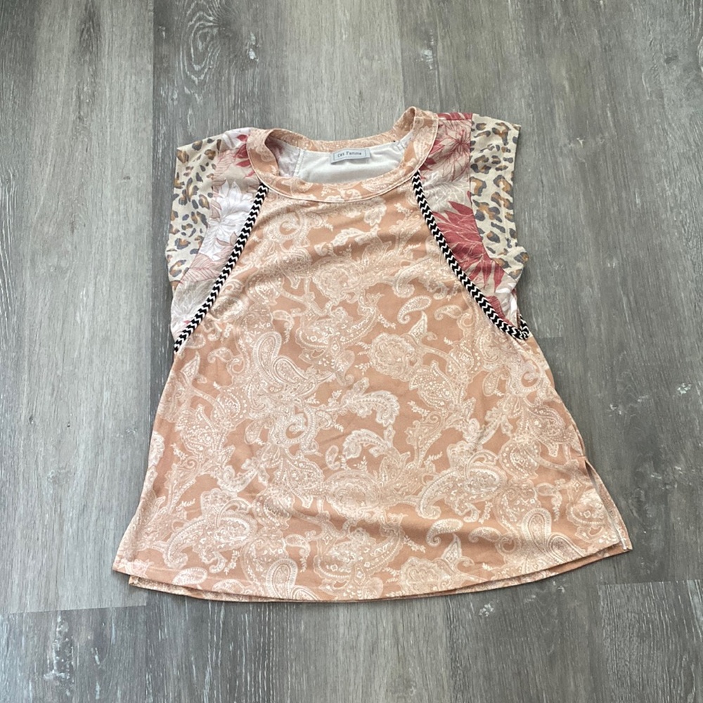 Ces Femme Mixed Print Top